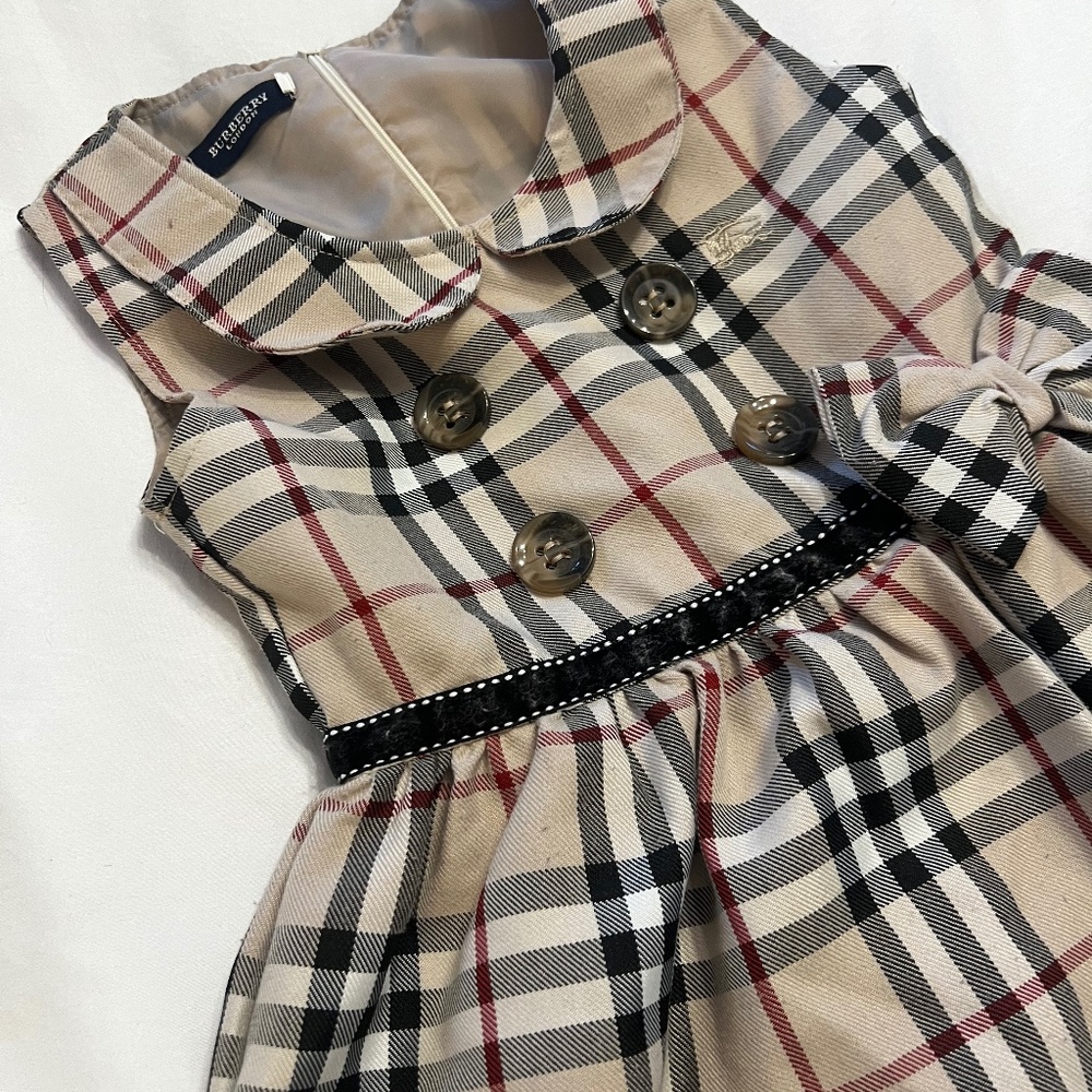 Burberry Kids Formal Dress in Beige and Black Plaid